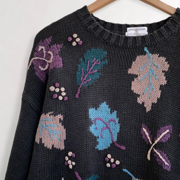 Vintage AOP Art To Wear Sweater Sz M Cabincore Grandma Cottagecore Cozy Fall - Picture 6 of 10